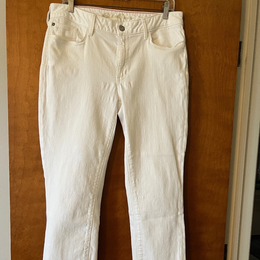 Eddie Bauer Curvy Crop White Denim Jeans, size 10 tall